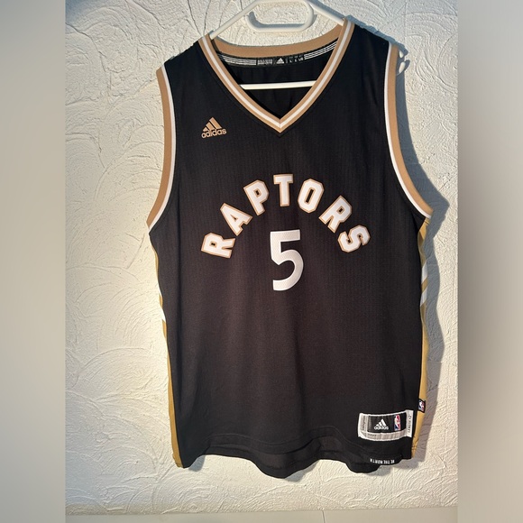 NBA Toronto Raptors Black & Gold DeMarre Carroll Adidas Jersey Men’s Large - Picture 1 of 5